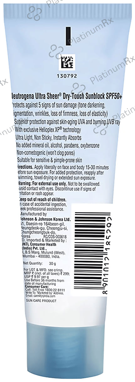 Neutrogena Ultra Sheer Dry Touch Sunblock SPF 50+ Lotion 30ml