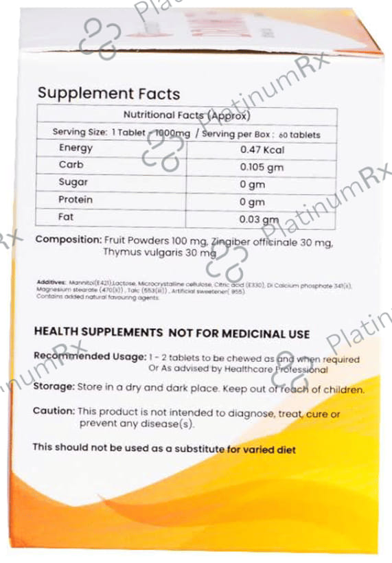 Brahmosmi's Drimouth with Real Fruits Chewable Tablet 60s