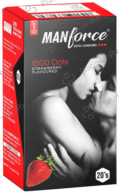 Manforce 1500 Dots Xotic Flavour Strawberry Condom 20s