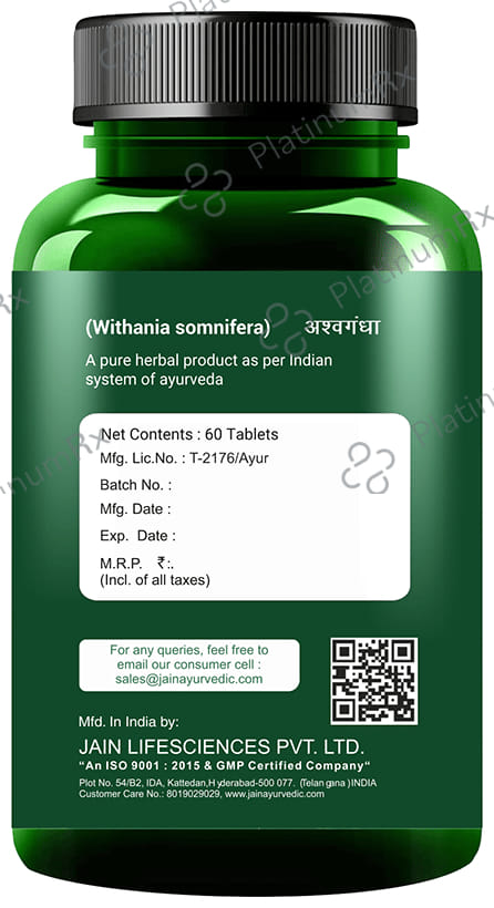 Jain Ashwagandha (Withania Somnifera) 850mg Tablet 60 tablets