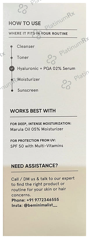 Minimalist Hyaluronic + PGA 02% Face Serum 30ml