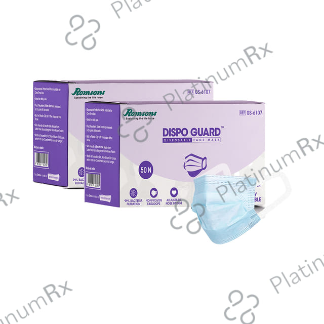 Romsons Gs-6107 Dispo Guard Face Mask 3 Layer with Melt Blown Filter (50 Each) 2 units