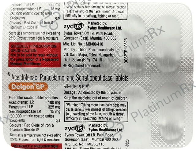 Dolgon SP 100/325/15mg Tablet 10s