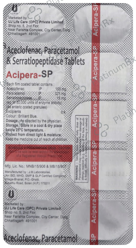Acipera SP 100/325/15mg Tablet 10s