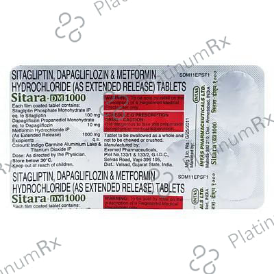 Sitara DM 10/1000/100mg Tablet 10s
