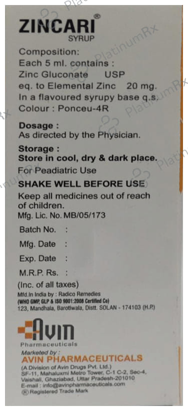 Zincari Syrup