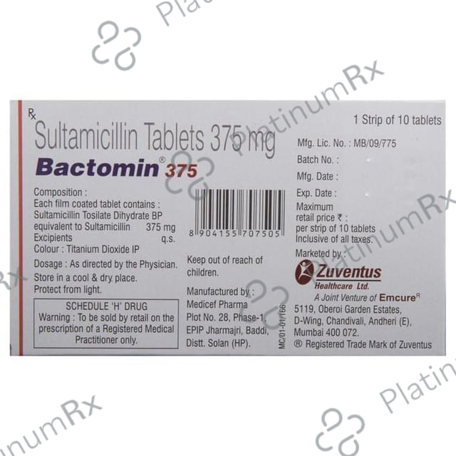 Bactomin 375mg Tablet 10s