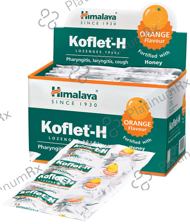 Himalaya Koflet H Cough Lozenges Relieves Cough& Sore Throat I Orange 6s
