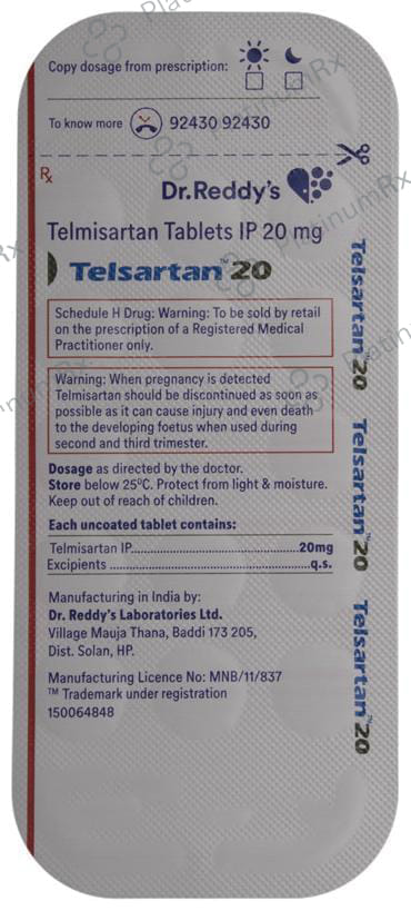 Telsartan 20mg Tablet 14s