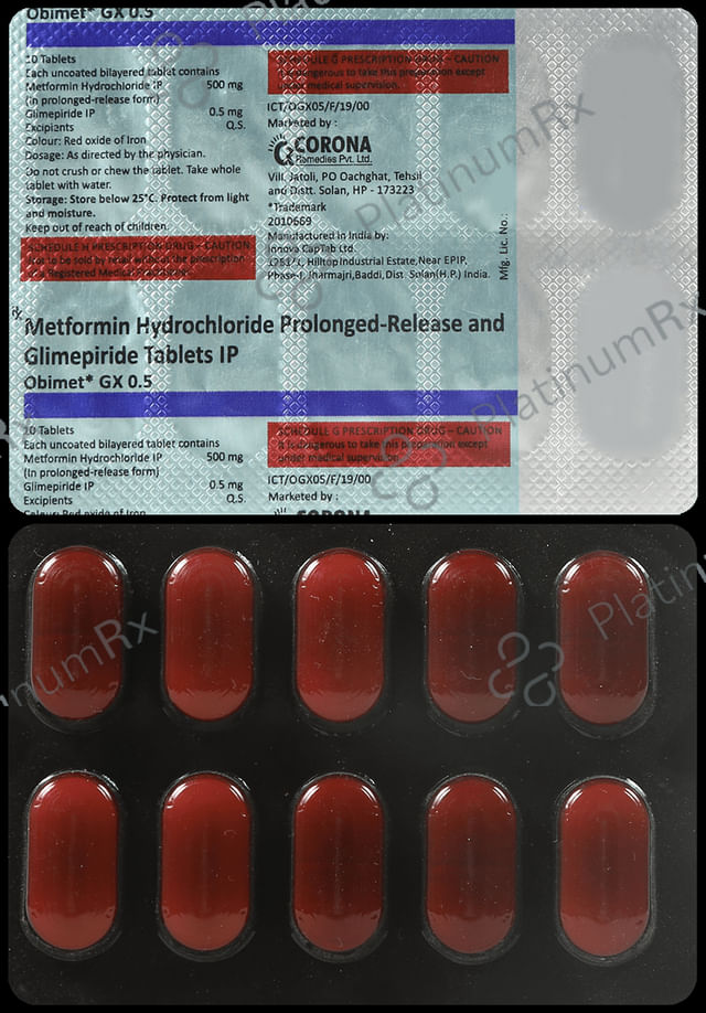Obimet GX 0.5/500mg Tablet PR 10s