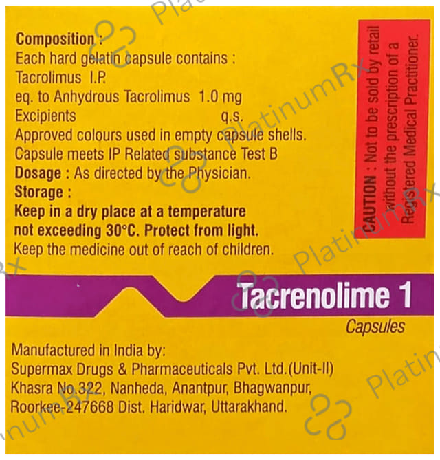 Tacrenolime 1mg Capsule 10s