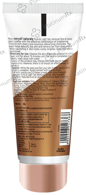 Everyuth Naturals Pure & Light Tan Removal Pack Chocolate & Cherry