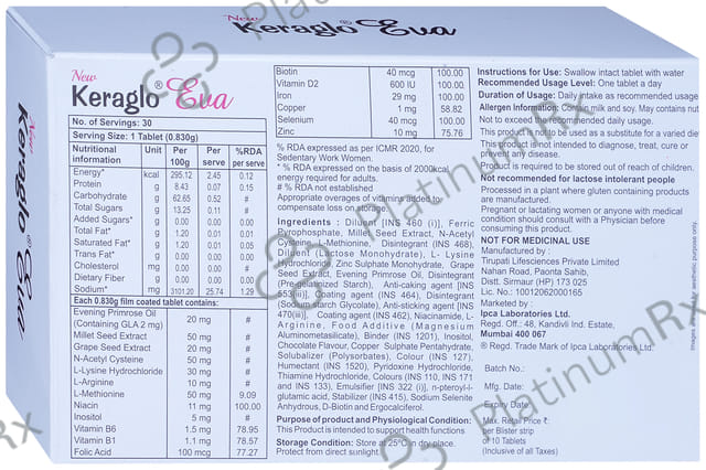 Keraglo Eva Tablet for Adult Women - Hair Fall Treatment