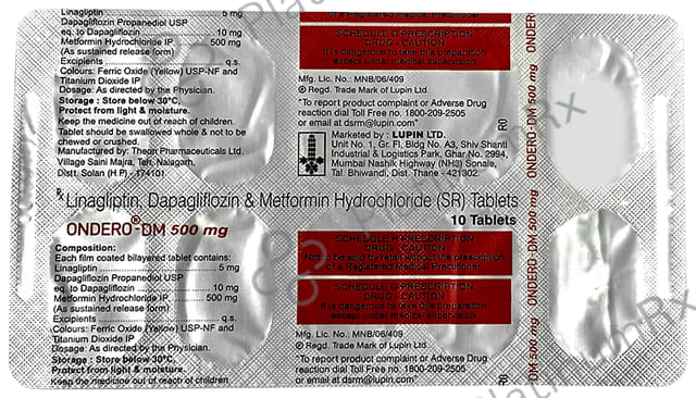 Ondero DM 500/10/5mg Tablet SR 10s