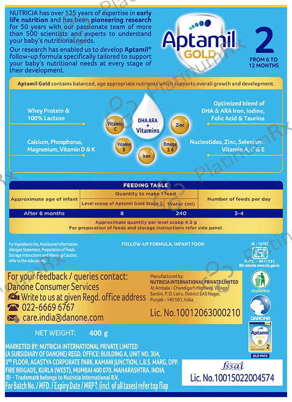 Aptamil Gold Stage 2 (From 6 to 12 Months) Powder 400gm