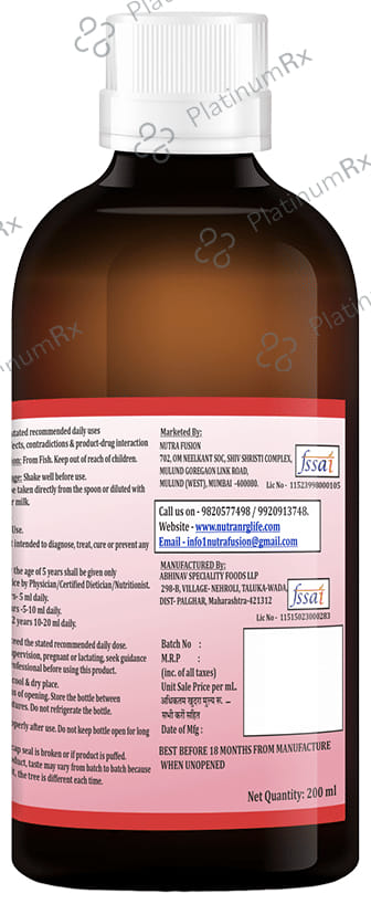 NRG Life Cardi High Strength Omega 3 Syrup Mango