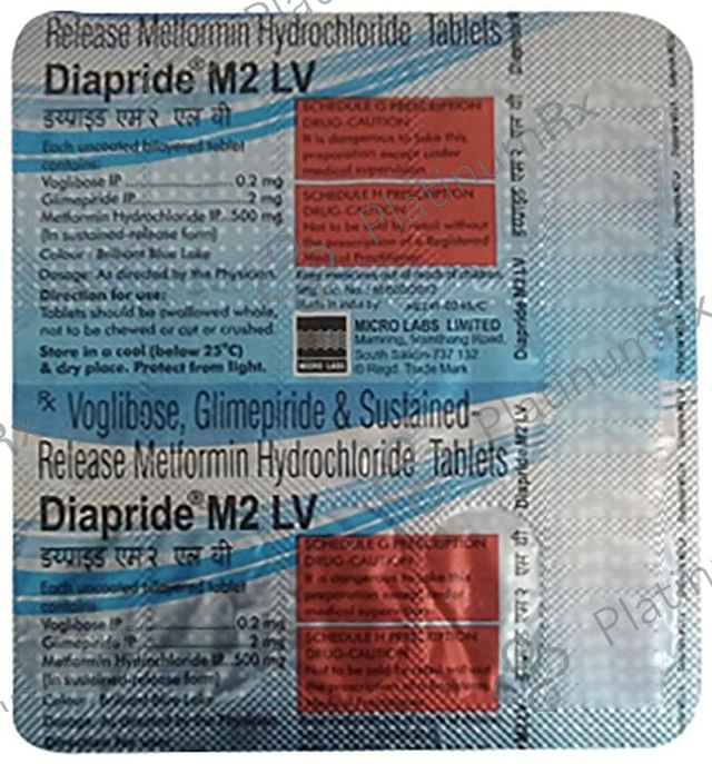 Diapride M2 LV 2/500/0.2mg Tablet SR 15s