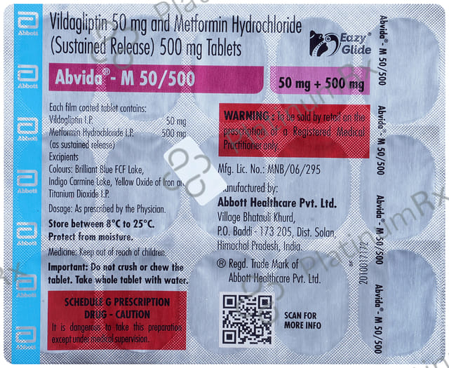 Abvida M 50/500mg Eazy Glide Tablet SR 15s