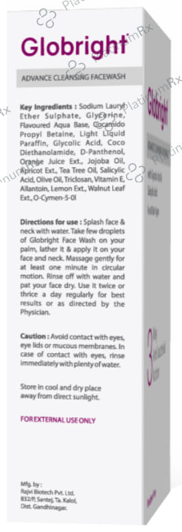 Globright 3 Way Anti-Bacterial Action Advance Cleansing Facewash (100ml Each) 3 Tube