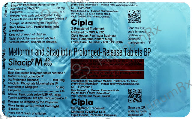 Sitacip M 50/1000mg Tablet PR 10s