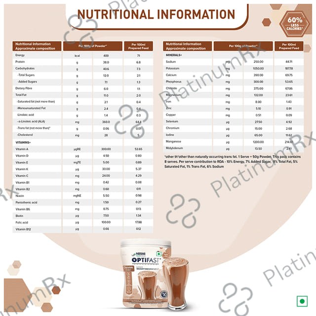 Nestle Optifast with Protein, Fibre, Vitamins & Minerals for Weight Management - Flavour Chocolate