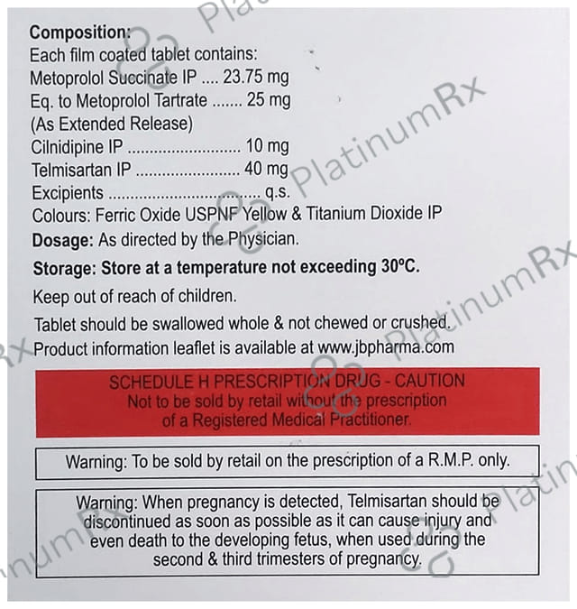 Cilacar TM 10/25/40mg Tablet ER 15s