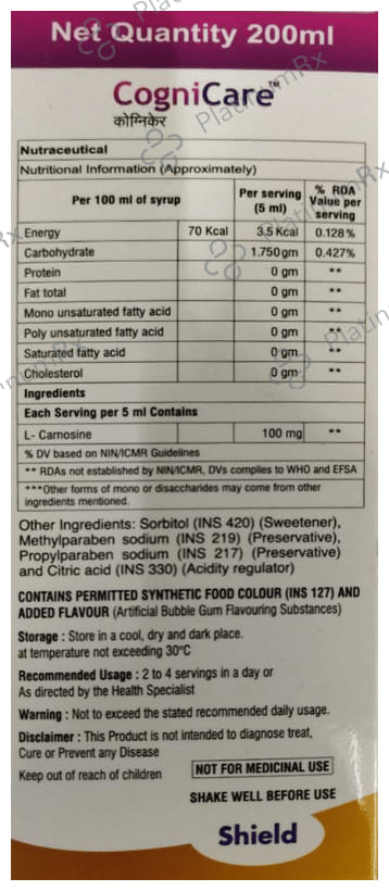 Cognicare 100mg Syrup 200ml