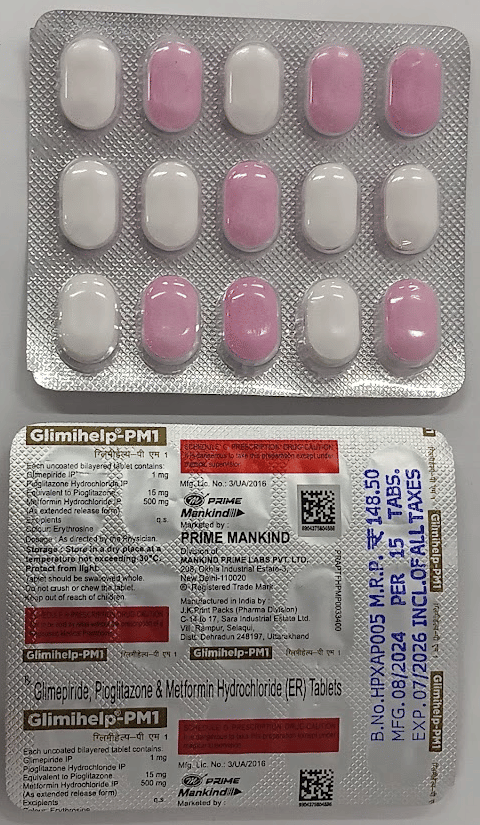 Glimihelp PM 1/500/15mg Tablet 15s