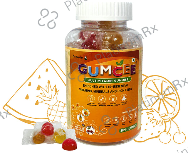 Gumcee Multivitamin Gummies with 15 Essential Vitamins (30 Each) Mix Fruit 1 Bottle