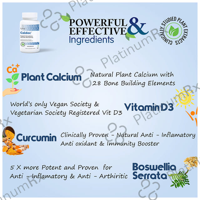 Curae Health & Lifestyle Caldoc Plant Calcium Vitamin D3 Tablet 60s