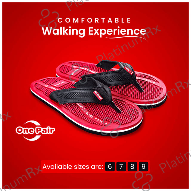 Dr Ortho Pain-Free Acupressure Slipper 7 Black & Red