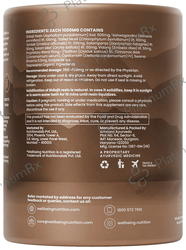 Wellbeing Nutrition Pure Himalayan Shilajit Gold Resin 20gm