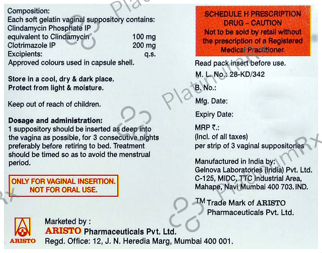 Clingen 3 100/200mg Vaginal Suppository 3s