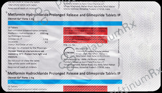 Obimet GX Forte 1/1000mg Tablet PR 10s