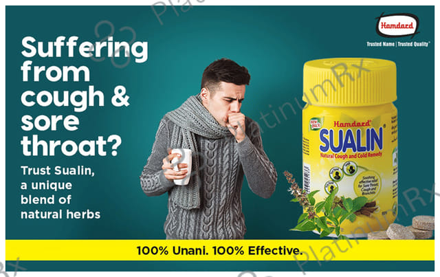 Hamdard Sualin Natural Cough & Cold Remedy - Relieves Itchy & Sore Throat 400 tablets