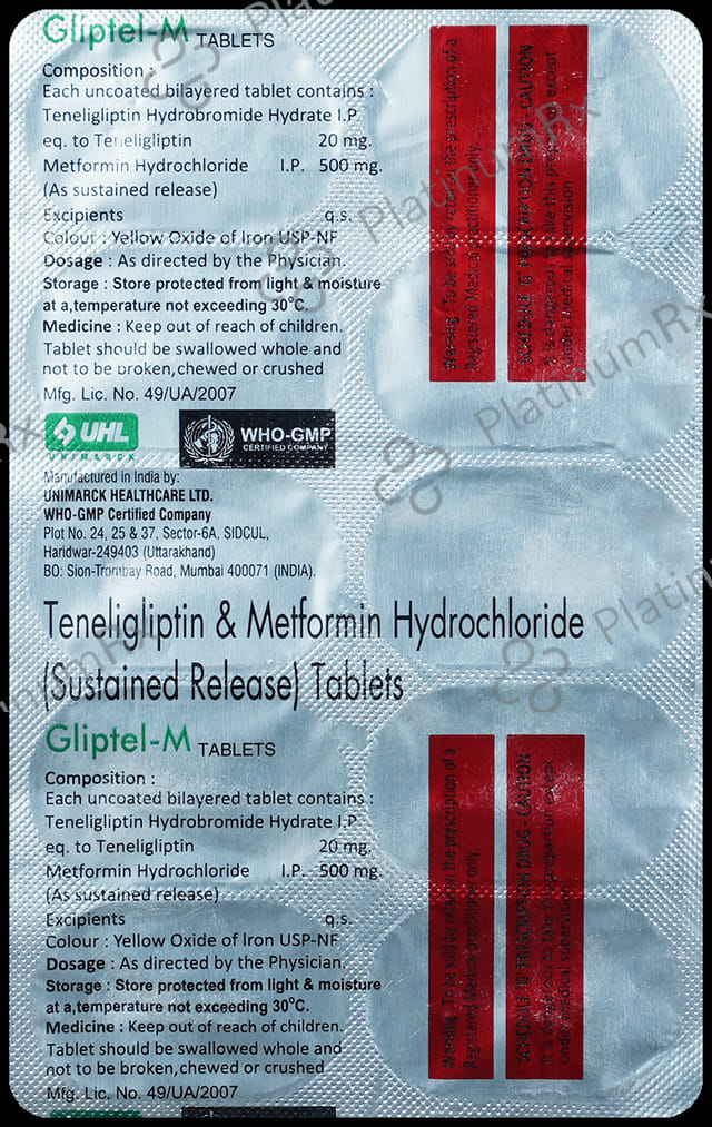 Gliptel M 500/20mg Tablet SR 10s