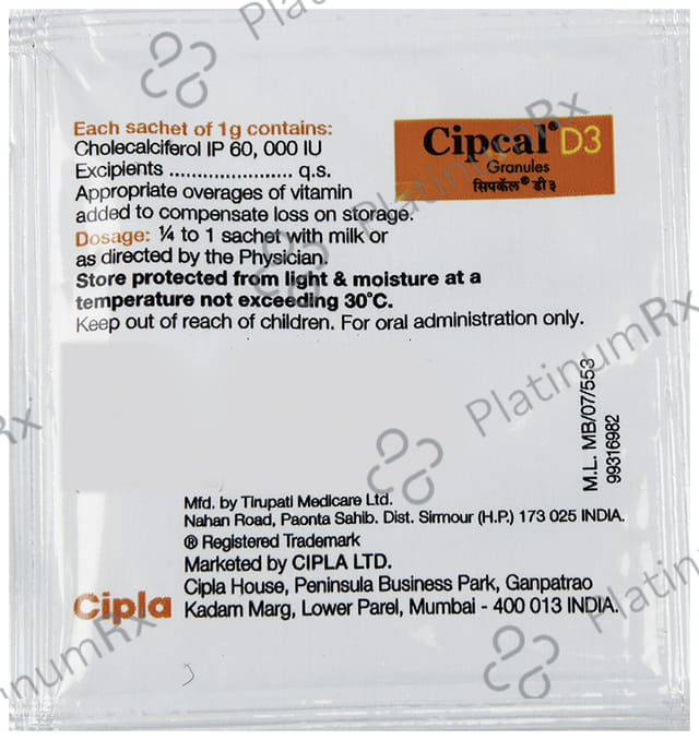 Cipcal D3 60000IU Granules 1gm