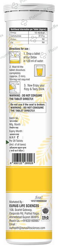 Eur Health Detox Effervescent Tablet Lemon