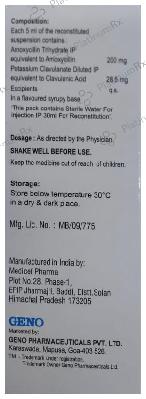 Genomox CV 200/28.7mg Dry Syrup Strawberry 30ml