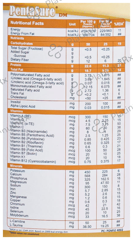 PentaSure DM Vanilla Flavour Powder 400gm