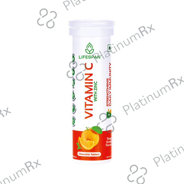 Lifespan Vitamin C with Zinc Chewable Tablet Tangy Orange