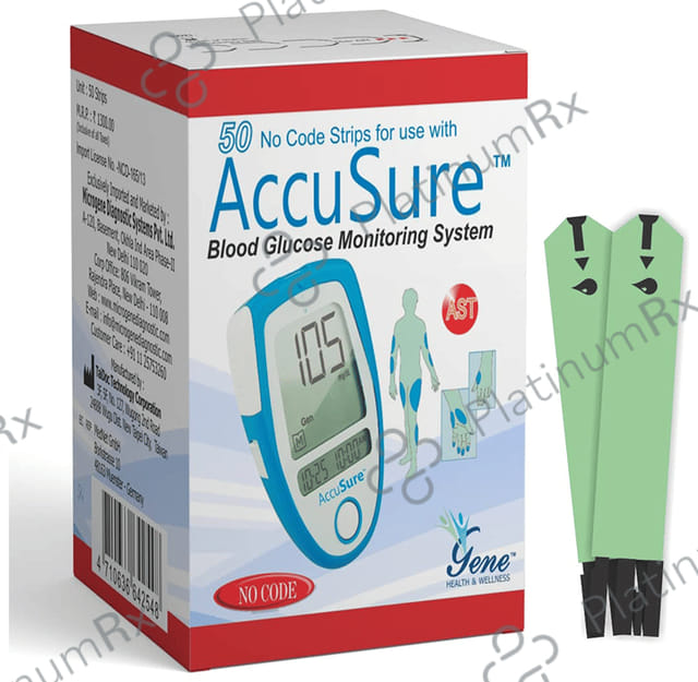 Dr. Gene Accusure Blood Glucose Test Strip (Only Strip) 50 Test