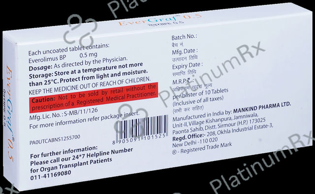 Evergraf 0.5mg Tablet 10s