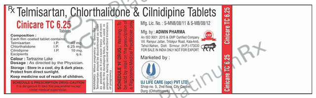 Cinicare TC 6.25/10/40mg Tablet 10s