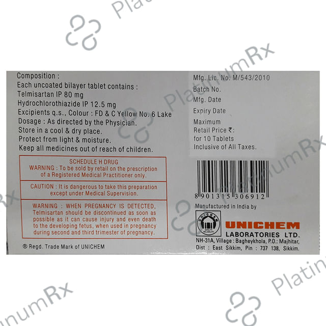 Telsar 12.5/80mg Tablet H 10s