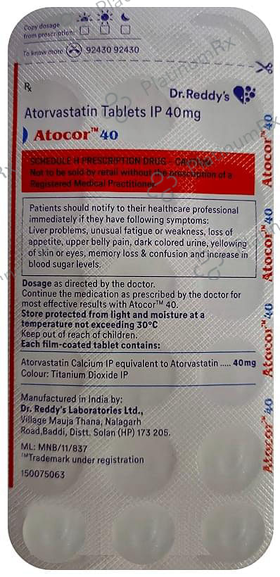 Atocor 40mg Tablet 15s