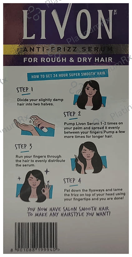 Livon Anti-Frizz Serum for Rough & Dry Hair 100 Serum