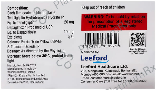 Dapaford 10/20mg T Tablet 15s