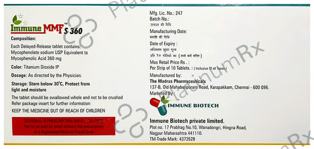 Immune MMF S 360 Tablet DR 10s