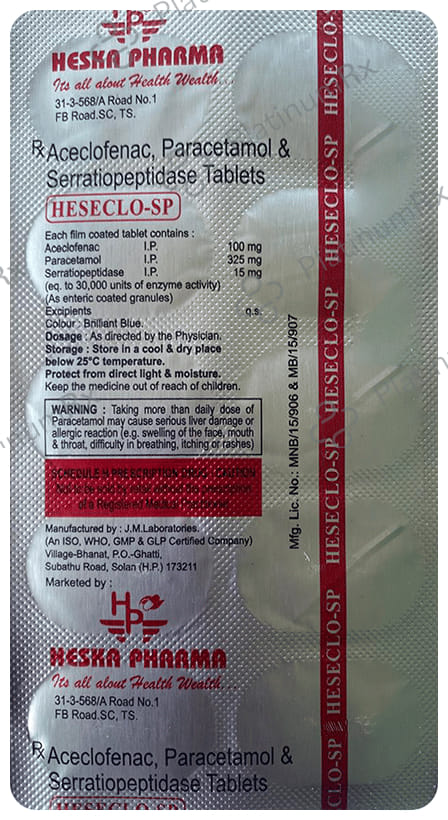 Heseclo SP 100mg/325mg/15mg Tablet